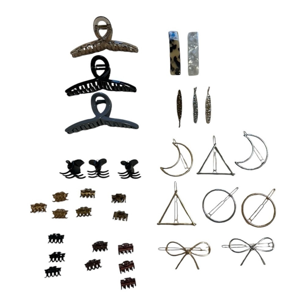Huge Lot Aesthetic Hair Clips: Claw Clips, Celestial Moon & Geometric Barrettes